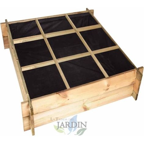 Huerto urbano de madera 104x104x24 cm, 9 departamentos. Perfecto para cultivar un huerto familiar en su hogar (1/2)