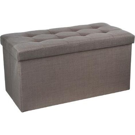 Coffre/pouf pliable en MDF et polyuréthane coloris gris - Dim : L76 x l38 x H38 cm -PEGANE- (1/2)