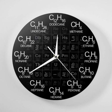 Horloge murale moderne pour salon, 30 cm, silencieuse, avec tableau périodique des sciences de la chimie - Symboles Chimiques (1/5)