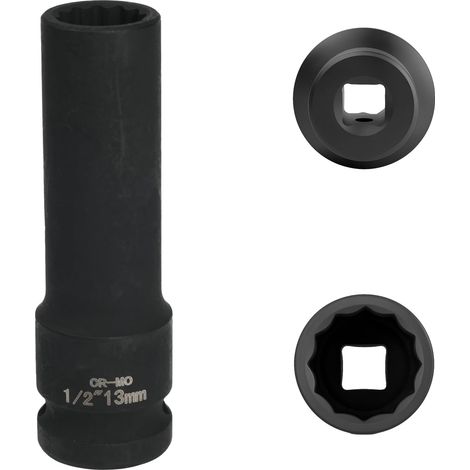 1 Douille 13mm, Entraînement 1/2", 12 Pans, Acier Cr-Mo, Pour Mécanique Auto (1/5)