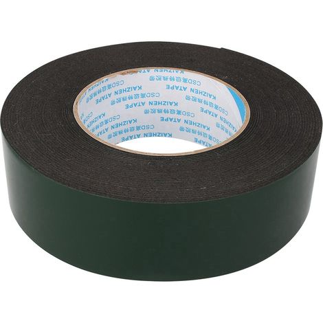 Ruban adhésif double face en mousse, ultra-résistant et imperméable, de 10 m, couleur noire. (1/5)