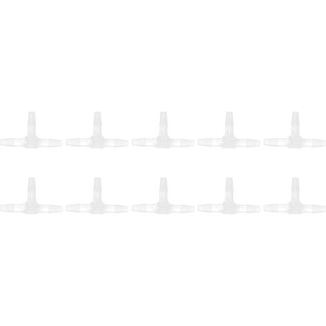 10 Stück 3-Wege-Kunststoff-Fitting, druck- und temperaturbeständig, T-förmig, 1/2"-Schlauchanschluss, 3,2