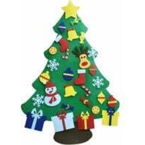 Weihnachtsbaum, Weihnachtsbaum, DIY-Filzfensterdekoration mit abnehmbaren Ornamenten, Weihnachtsdekoration 95-70 cm, Weihnachtsdekoration. (1/4)
