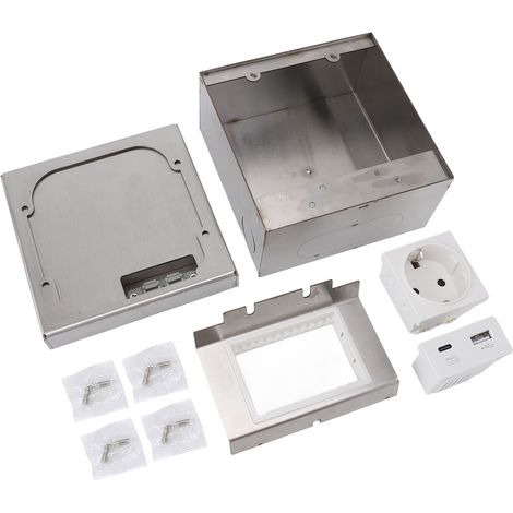 Ortviai Prise de sol encastrée inox étanche IP44 pour sol et plan de travail – 2 prises 230 V (1/5)