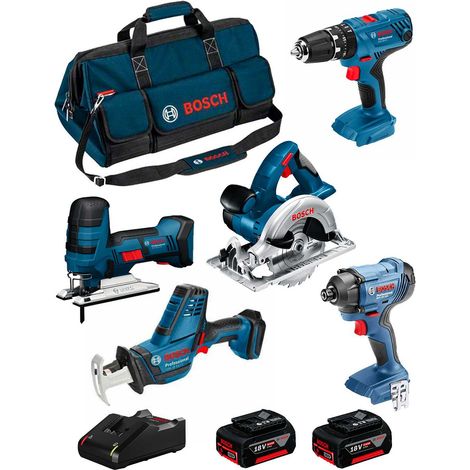 BOSCH Kit 18V BK502BAG (GSA 18 V-LI C + GST 18 V-LI S + GKS 18 V-LI + GSB 18V-21 + GDR 18V-160 + 2 x 5,0 Ah + GAL18V-40 +Tasche) (1/5)