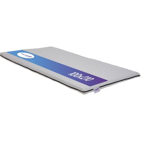 Matelas Topper Wave Protege Matelas Surmatelas 100 x 210 cm Surmatelas Mousse Froide sur-Matelas pour Adulte Soutien Optimal Respirant Blanc (1/5)