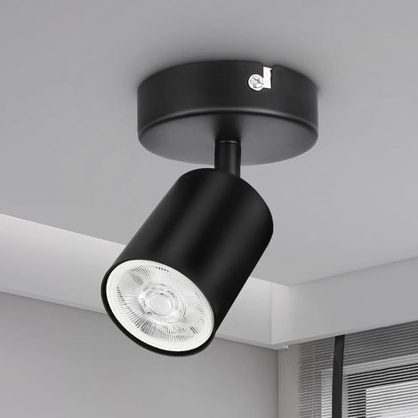 Set of 2 Ceiling Spotlights, 350° Adjustable, Matte Black, GU10, For Living Room, Bedroom, Kitchen (1/5)