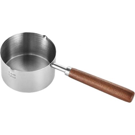 Petit chauffe-beurre en acier inoxydable, mini-casserole à double beurrier, antiadhésive, avec manche en bois, idéale pour réchauffer soupes, huiles ou laits brûlants.-200ml Large (1/5)