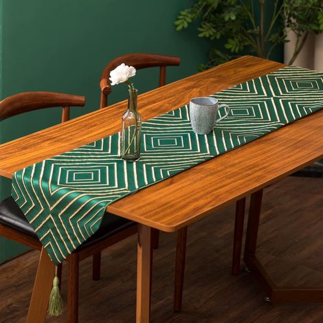Jacquard-Tischläufer mit Quasten, 31 x 180 cm, maschinenwaschbare Leinen-Tischläufer, 30,5 x 180 cm (1/5)