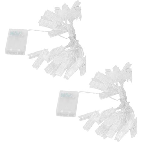 Lot de 2 guirlandes lumineuses transparentes à 40 LED avec pinces à photos, pour fond photo décoratif mural. (1/5)