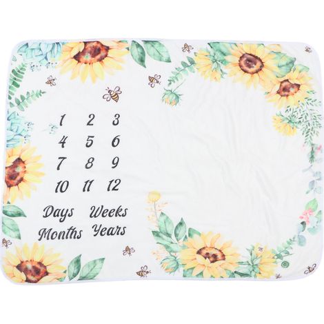 Couverture d'éveil bébé tournesol - Tissu mensuel pour nouveau-né et bambin - Décoration de chambre d'enfant (1/5)