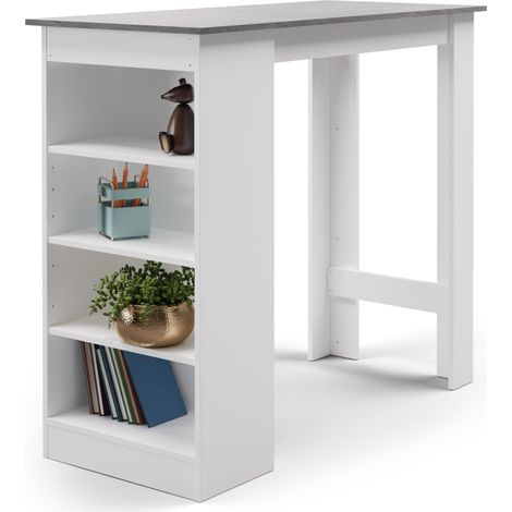 Klarstein Bartisch, Stehtisch für Küche, 110cm Massivholz Tisch, Bistro & Bar Stehtisch Rechteckig, Kleiner Holz-Bartisch, Hochtisch mit 3 Verstellbaren Regalen, Melamin Beschichtung, Esstisch Klein (1/5)
