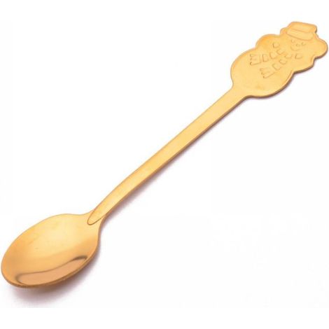 Cuillère À Café En Acier Inoxydable - Dorée - Forme De Bonhomme De Neige - Pour Café Thé Glace Dessert - 12,9 cm - 1 Pièce (1/5)