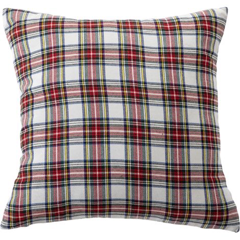 Juego de 2 fundas de cojín, estampado tartán rojo, algodón, para sofá, sillón, sala de estar. (1/5)