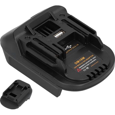 Ortviai Adaptateur de batterie pour outils électriques Milwaukee 20 V DCB200/DCB203/DCB205/DCB206/M18 – Noir, ABS+PC, 11 x 6,5 x 5 cm (1/4)