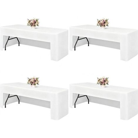 4er Set Tischdecke Weiß für 180cm Rechtecktische, waschbar, für Veranstaltungen