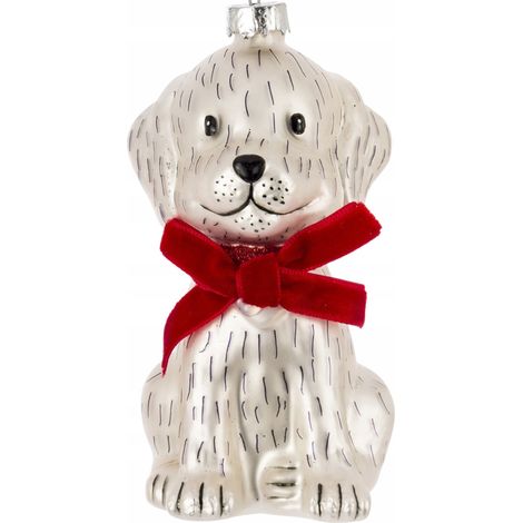Adorno de cristal con forma de perro para árbol de Navidad, colgante de perro de 12 cm (1/5)