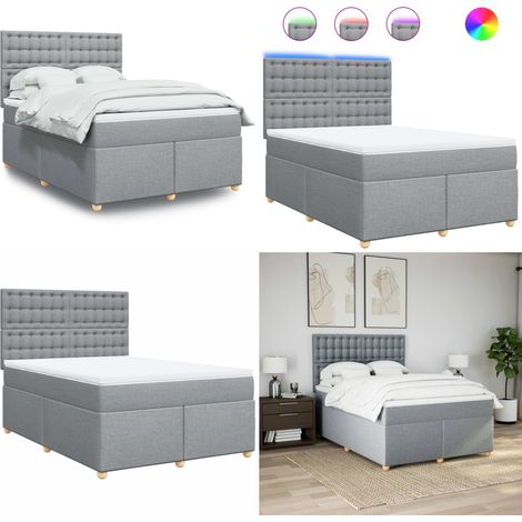 vidaXL Boxspringbett mit Matratze Hellgrau 160x200 cm Stoff (1/5)