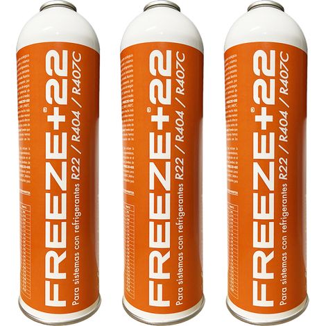 Pack 3 Refrigerante Orgánico 400g  Sustituto R22 R404 R407C  Equivale a 3kg Totales  Alta Eficiencia y Ahorro