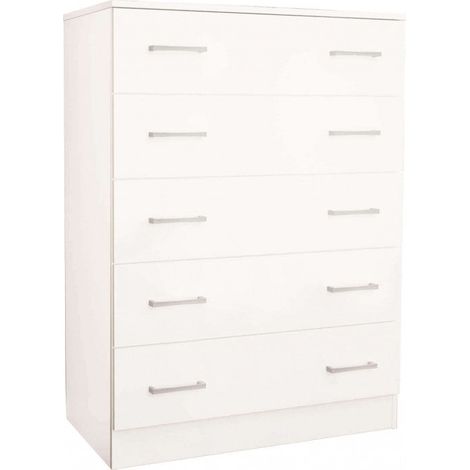 Cassettiera 80x45x110h cm da interno casa a 5 cassetti in legno nobilitato bilaminato Linea Classic - White (1/5)