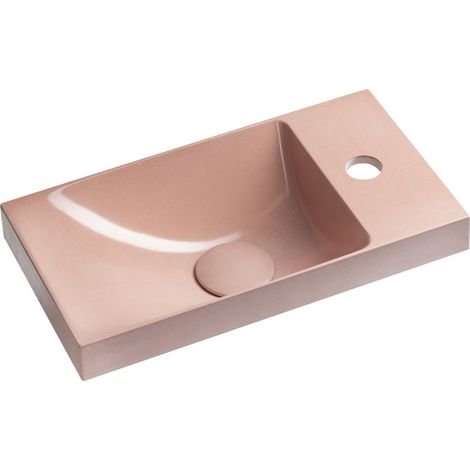 Vasque en béton AGOS 40x22cm, gauche/droite, rose semi-brillant (1/4)