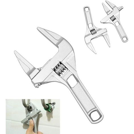 2 piezas，llave ajustable，llave para baño de gran apertura，llave de mango corto con mordaza ancha de 6-68 mm，para desmontar tuercas de tuberías (1/5)