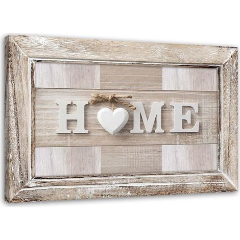 Tableau, Inscription Maison en bois clair avec cadre - 60x40 (1/5)