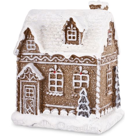 Maison de Noël en plastique blanc et marron, 10 x 8 x 6 cm (1/5)