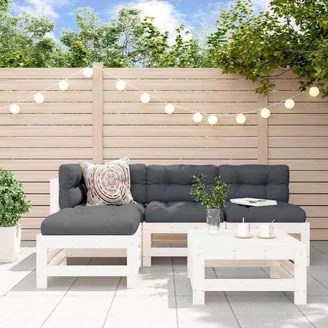 vidaXL Salon de jardin 5 pcs blanc bois massif de pin (1/5)