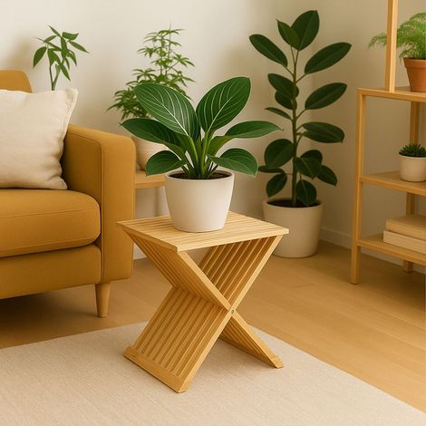 Foldable Bamboo Plant Stand - Multi-Use Display Stool (1/5)