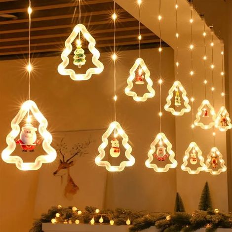 Guirlande Lumineuse Fenêtre 10 Pièces, Étoiles LED 8 Modes Minuterie, Arbre Blanc Chaud (1/5)