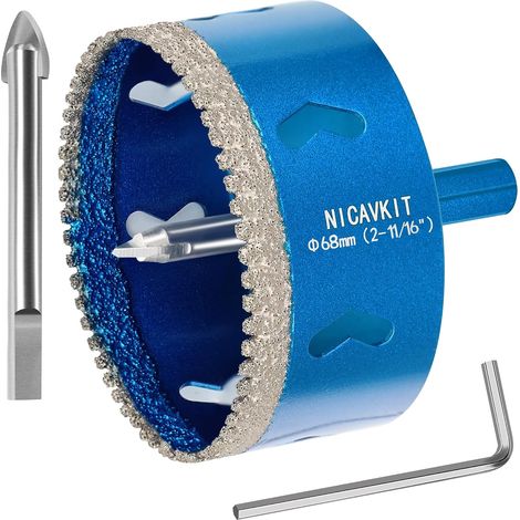 Scie Cloche Diamantée 68mm avec Foret Guidage de Centrage, Foret Trépan Diamanté Denté Brasé pour Carrelage, Porcelaine, Verre, Marbre et Céramique (1/5)