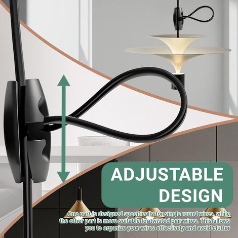 2 x Adjustable Length Adjustable Light Fixture Shortener, Easy Installation and Solid Fixing, Compatible Diameter 6.5-7.5 mm (Black) (1/2)