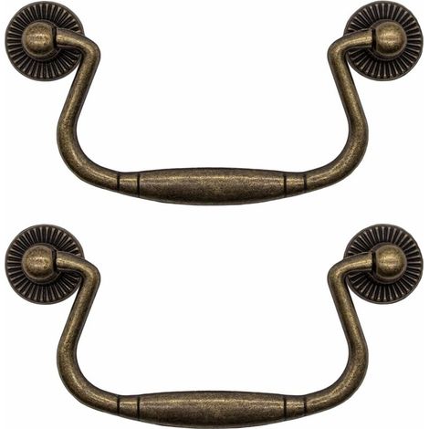 EASYCOMFORT Laiton antique - Lot de 2 poignées de tiroir pliantes en fer pour portes d'armoires, commodes, cuisines, buffets, etc 8148mm (1/4)