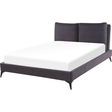 Letto imbottito moderno in ciniglia grigio scuro 140 x 200 cm Melle