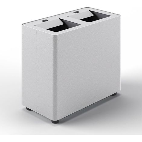 Pattumiera a 2 Scomparti Totale 24 L 48,5x25,5x39 cm con Contenitori Interni in Acciaio Verniciato Bianco