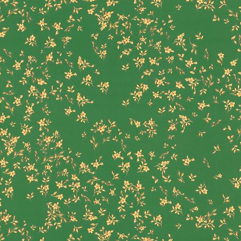 Blumen Tapete Profhome 935856 Vliestapete leicht strukturiert mit floralen Ornamenten glänzend grün gold gelb 7,035 m2
