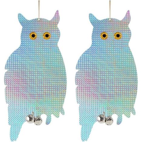 [NIEMALS VERWENDET] Taubenabwehr, 2 Stück, reflektierendes Vogelschreck-Abwehrgerät für gefälschte Eulen, holografisch reflektierendes Abschreckungsgerät für Vogeleulen zum Aufhängen, gruseliges Vogel