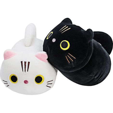 Coussin Peluche Chat 2 Pièces, Oreiller Doudou Chat Mignon, Coussin Long pour Canapé Lit, Cadeau Enfant Fille Garçon Bébé (1/5)