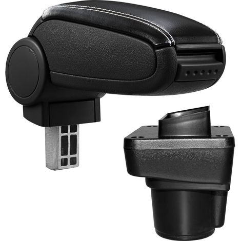 pro.tec Accoudoir central console - avec compartiment - rembourré - similicuir - noir avec couture blanc (1/5)