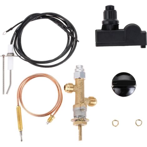 Cheminée à gaz GPL, propane, foyer, flamme, soupape de contrôle de sécurité, kit d'allumage à bouton-poussoir pour barbecue à gaz, chauffage, foyer (1/5)