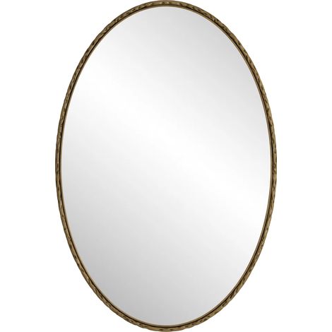 Specchio ovale da parete in ferro stile retrò, finitura oro, 100 x 65 cm (1/5)