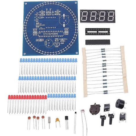 Kit d'horloge électronique rotative à monter soi-même, circuit électronique, kit expérimental de base, horloge d'alarme avec affichage LED, pièces à monter soi-même (1/5)