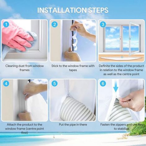Unité de joint de fenêtre pour climatiseur portable et sèche-linge, kit anti-air chaud, avec fermeture éclair et système auto. (1/5)
