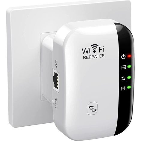 Répéteur WiFi Puissant 300Mbps Amplificateur WiFi Puissant 2.4GHz WiFi Range Booster WiFi Répéteur Extenseur sans Fil avec Port Ethernet, WiFi Extender WiFi Booster, RJ45, Protection WPS (1/5)