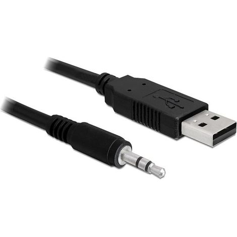 Câble USB 2.0 avec connecteur USB-A mâle et fiche jack 3,5 mm, longueur 1,80 m, couleur noire (1/2)