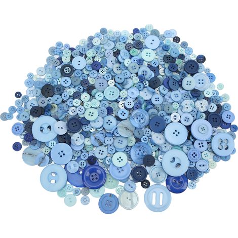 Boutons décoratifs bleus de différentes tailles en résine de qualité supérieure, résistants et polyvalents, parfaits pour vos projets de bricolage. (1/5)
