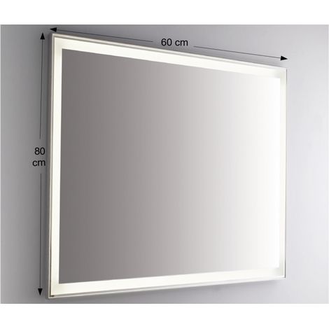 Espejo de pared retroiluminado LED rectangular 80x60 cm grosor 4 mm color negro (1/2)