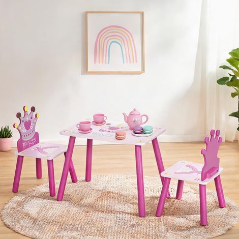 Ensemble table et chaises enfant rose en MDF 55 x 34 x 42 cm (1/5)