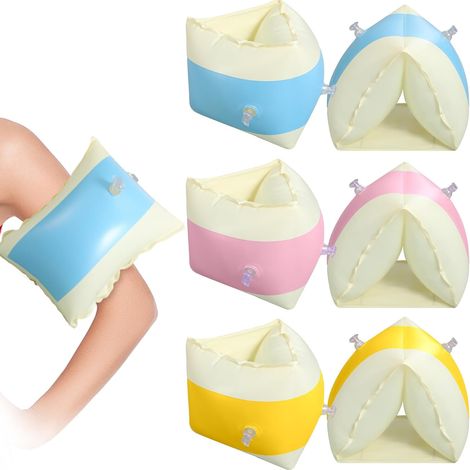 Lot de 3 brassards gonflables pour adultes - Brassards de natation gonflables pour l'apprentissage et l'entraînement aquatiques, flotteurs de sécurité pour piscine et plage, rayés